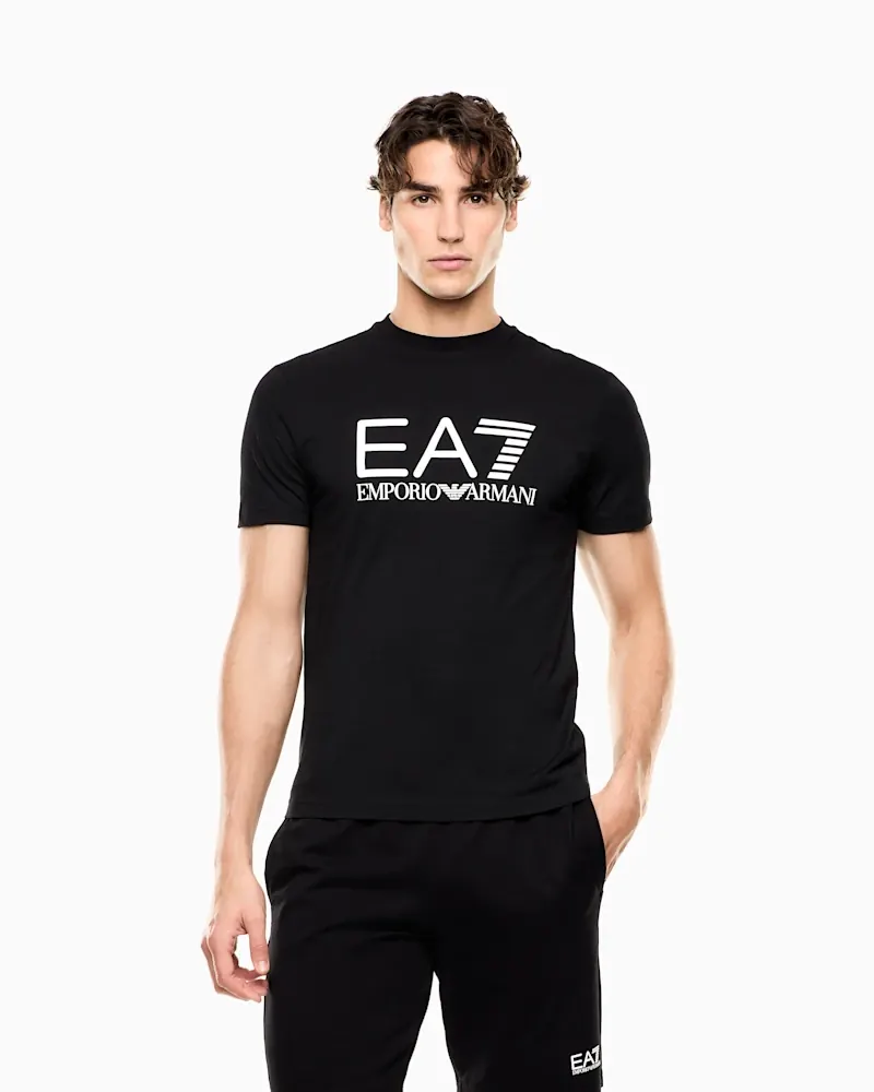 Футболка EA7 Core Identity slim fit з логотипом з бавовни — фото 4